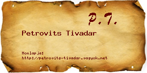 Petrovits Tivadar névjegykártya
